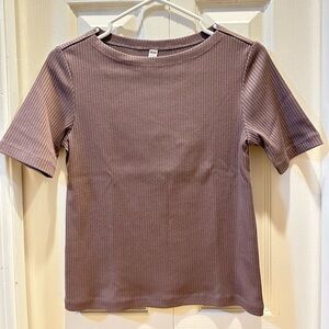 UNIQLO Boatneck ribbed shirt - Small (Asian size) - Mauve